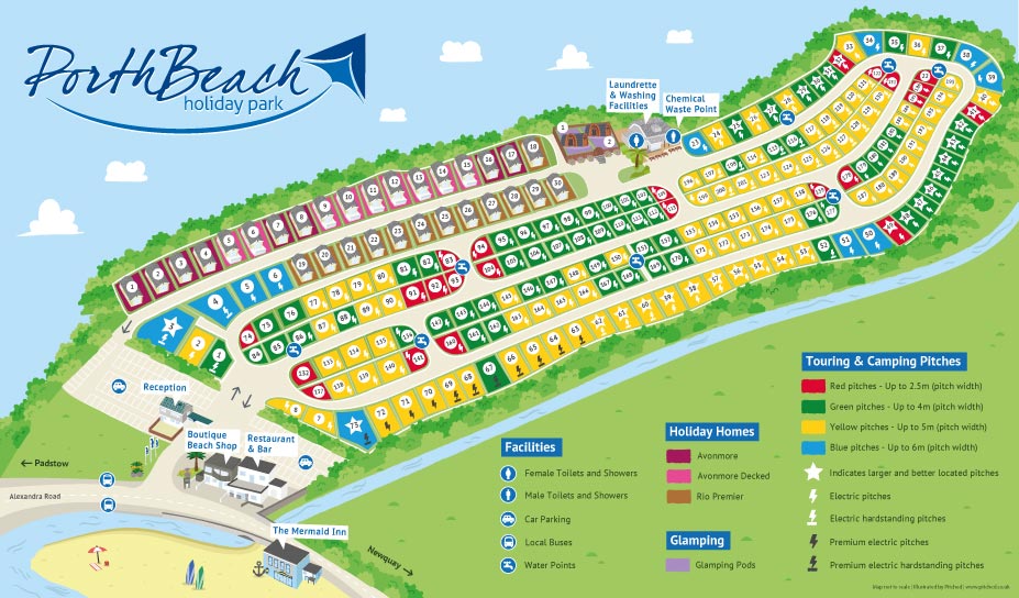 hendra holiday park map Take A Closer Look Map Of Porth Beach Holiday Park Near Newquay hendra holiday park map